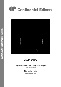 Mode d’emploi Continental Edison CECP104RP2 Table de cuisson