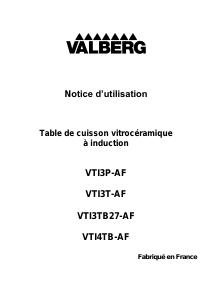 Mode d’emploi Valberg VTI3P-AF Table de cuisson