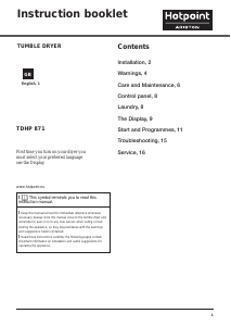 Bruksanvisning Hotpoint-Ariston TDHP 871 RP (UK) Torktumlare