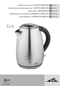 Bruksanvisning Eta Ela 8598 90020 Vattenkokare
