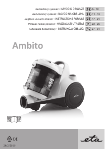 Bruksanvisning Eta Ambito 0516 90000 Dammsugare