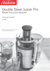 Bruksanvisning Sunbeam JE7800 Juicepress