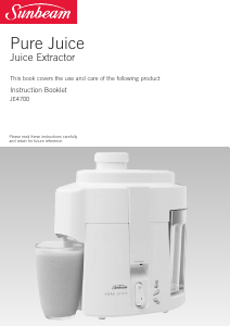 Bruksanvisning Sunbeam JE4700 Juicepress