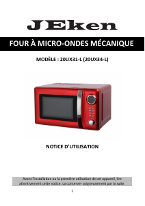 Mode d’emploi Jeken 20UX31-L Micro-onde