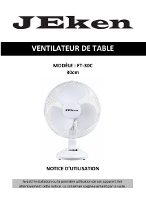 Mode d’emploi Jeken FT-30C Ventilateur