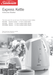 Bruksanvisning Sunbeam KE1600 Vattenkokare