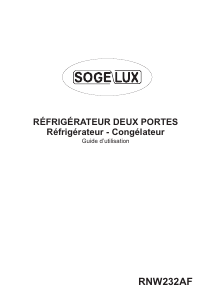 Mode d’emploi Sogelux RNW232AF Réfrigérateur combiné
