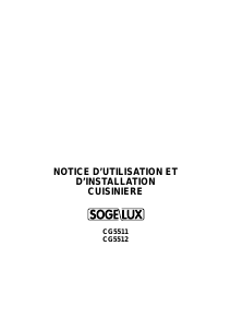 Mode d’emploi Sogelux CG5511 Cuisinière