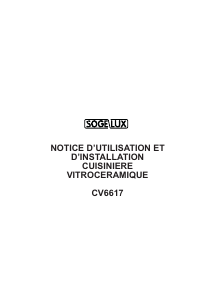 Mode d’emploi Sogelux CV6617 Cuisinière