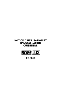 Mode d’emploi Sogelux CG6610 Cuisinière