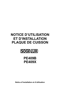 Mode d’emploi Sogelux PE409X Table de cuisson