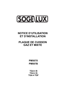 Mode d’emploi Sogelux PM507B Table de cuisson