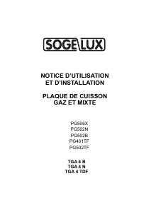 Mode d’emploi Sogelux PG502TF Table de cuisson