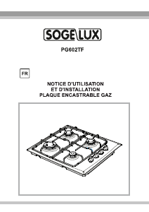 Mode d’emploi Sogelux PG602TF Table de cuisson