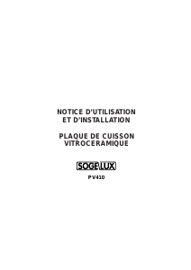 Mode d’emploi Sogelux PV410 Table de cuisson