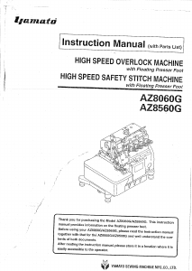 Manual Yamato AZ8060 Sewing Machine