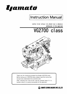 Manual Yamato VG2700 class Sewing Machine