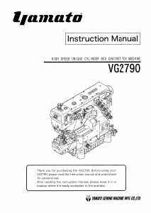 Manual Yamato VG2790 Sewing Machine