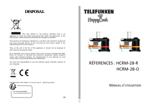 Mode d’emploi Telefunken HCRM-28-O HappyCook Robot de cuisine