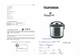 Manual Telefunken HCRC-552 HappyCook Multi Cooker