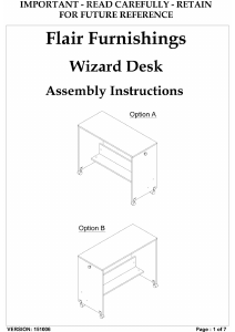 Kullanım kılavuzu Flair Furnishings Wizard Çalışma masası