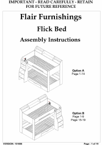 Manual Flair Furnishings Flick Estrutura beliche
