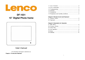 Bruksanvisning Lenco DF-1030 Digital fotoram