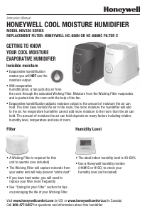 Mode d’emploi Honeywell HEV320W Humidificateur