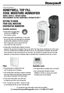 Manual Honeywell HEV620W Humidifier