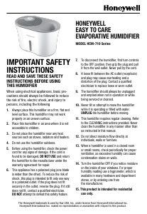 Manual de uso Honeywell HCM710 Humidificador