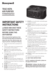 Manual de uso Honeywell HPA020B Purificador de aire