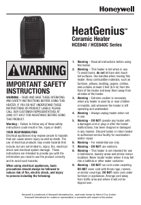 Bruksanvisning Honeywell HCE840B HeatGenius Värmefläkt