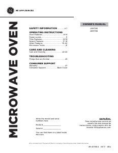 Manual de uso GE JNM7196SKSS Microondas