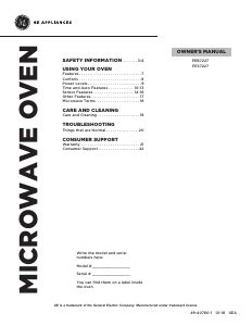 Manual GE PES7227FMDS Microwave