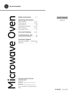 Manual de uso GE JVM6175DKWW Microondas