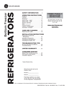 Mode d’emploi GE GNE27JGMBB Réfrigérateur combiné