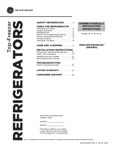 Manual de uso GE GTE18GTNRWW Frigorífico combinado