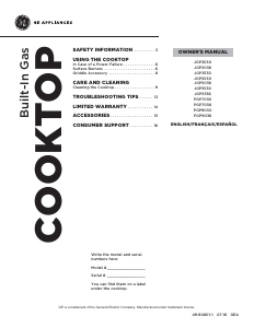 Mode d’emploi GE JGP3036SLSS Table de cuisson
