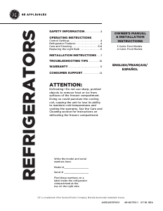 Mode d’emploi GE GME04GGKWW Réfrigérateur