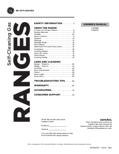 Manual de uso GE PGS930BELTS Cocina