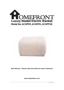 Handleiding Homefront ACHPFK Elektrische deken