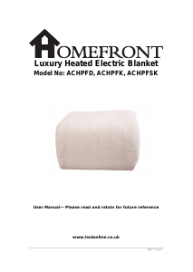 Bruksanvisning Homefront ACHPFK Elektrisk filt