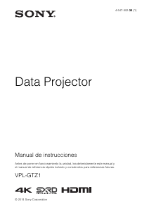 Manual de uso Sony VPL-GTZ1 Proyector