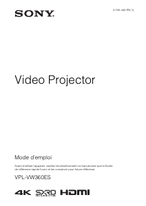 Mode d’emploi Sony VPL-VW360ES Projecteur