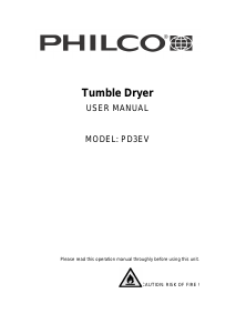 Manual Philco PD3EV Dryer