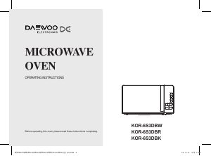 Manual Daewoo KOR-6S3DBR Microwave