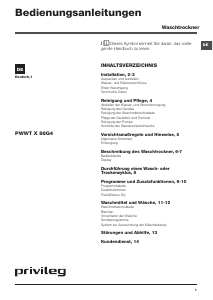 Bedienungsanleitung Privileg PWWT X 86G4 DE Waschtrockner