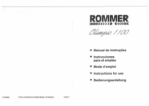 Manual de uso Rommer Olimpic 1100 Lavadora