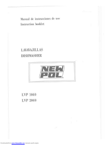 Bruksanvisning New Pol LVP 1040 Diskmaskin