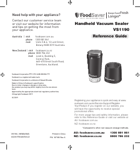 Bruksanvisning FoodSaver VS1190 Vakuumpackare